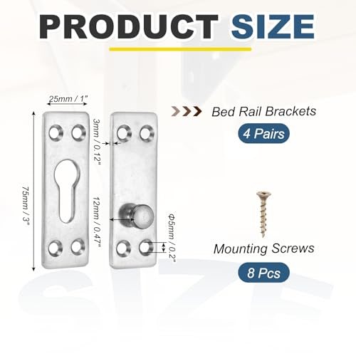 Bed Rail Fasteners 3", Carbon Steel Bed Frame Brackets Hardware view 2