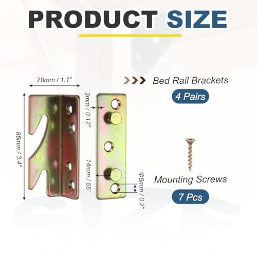 Bed Rail Hooks 4" Carbon Steel Plates Brackets Fasteners Hardware view 2