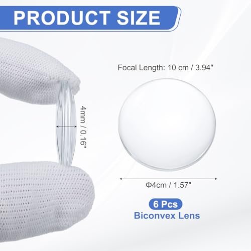 Biconvex Lens 6Pack 4cm Dia 10cm Focal Length Optical Lenses view 2