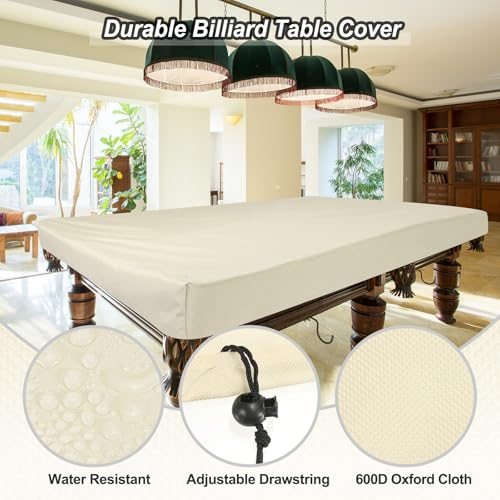 Billiard Pool Table Cover 8 Feet Oxford Waterproof Champagne, Outdoor view 3