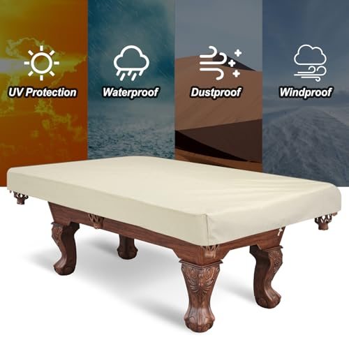Billiard Pool Table Cover 8 Feet Oxford Waterproof Champagne, Outdoor view 4