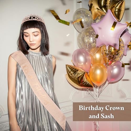 Birthday Crown and Sash 16th Birthday Sash Women Rhinestone Tiara view 4