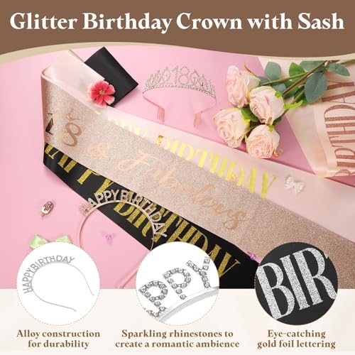 Birthday Crown and Sash, Glitter Birthday Sash view 3