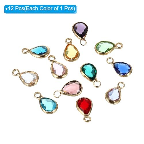 Birthstone Charm Beads Drop Pendant, 12Pcs Crystal Handmade Birthstone view 3