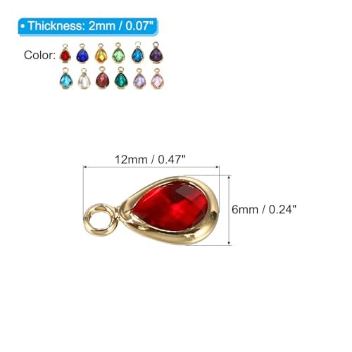 Birthstone Charm Beads Drop Pendant, 12Pcs Crystal Handmade Birthstone view 2