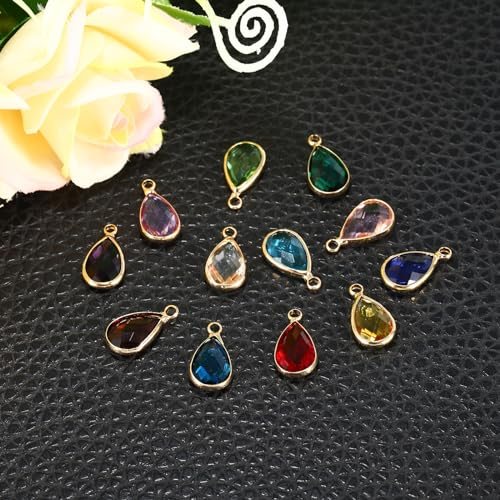 Birthstone Charm Beads Drop Pendant, 12Pcs Crystal Handmade Birthstone view 5