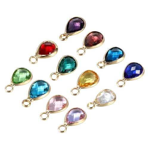 Birthstone Charm Beads Drop Pendant, 12Pcs Crystal Handmade Birthstone — PATIKIL