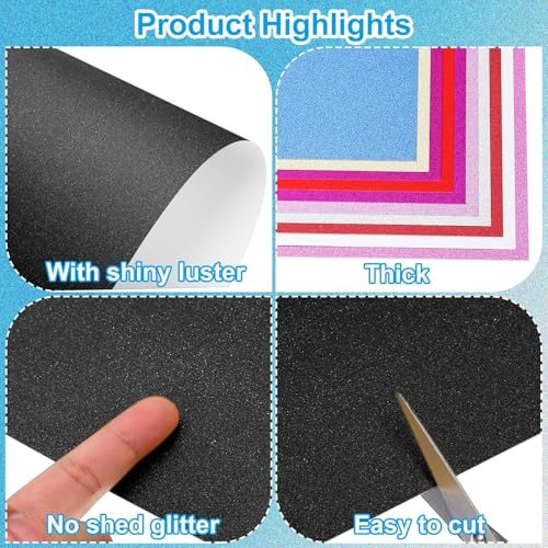 Black Glitter Cardstock Paper, A4 Size, 250gsm view 3