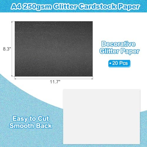 Black Glitter Cardstock Paper, A4 Size, 250gsm view 2