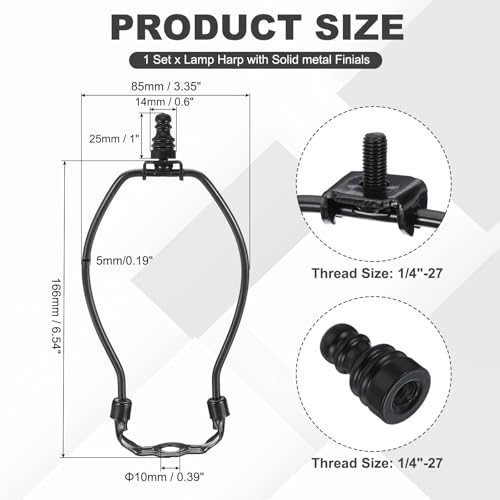 Black, with Standard Saddle & Finial Detachable Shade Holder, for Table view 2