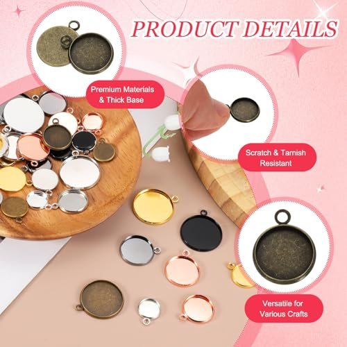 Blank Pendants Iron Single-hanging Bezel Settings Flat Base view 3