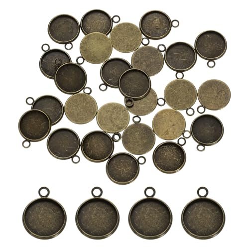 Blank Pendants Iron Single-hanging Bezel Settings Flat Base — PATIKIL