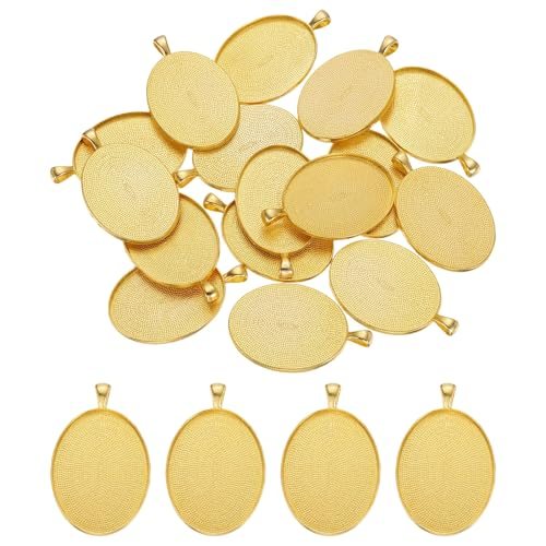 Blank Pendants Zinc Alloy Oval Bezel Settings Flat Base — PATIKIL