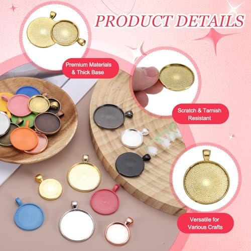 Blank Pendants Zinc Alloy Round Bezel Settings Flat Base view 3