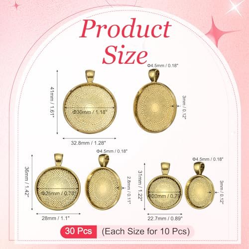 Blank Pendants Zinc Alloy Round Bezel Settings Flat Base view 2