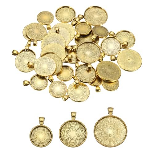 Blank Pendants Zinc Alloy Round Bezel Settings Flat Base — PATIKIL