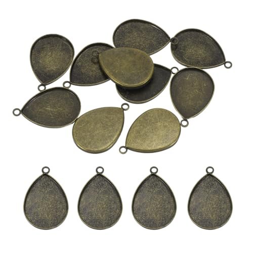Blank Pendants Zinc Alloy Teardrop Bezel Settings Flat Base — PATIKIL