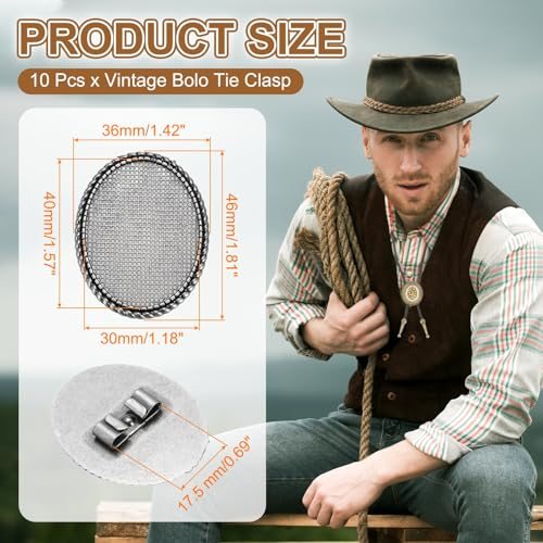 Bolo Tie Buckle, Oval Blank Bolo Tie Slide Clasp Accessories, Vintage view 2