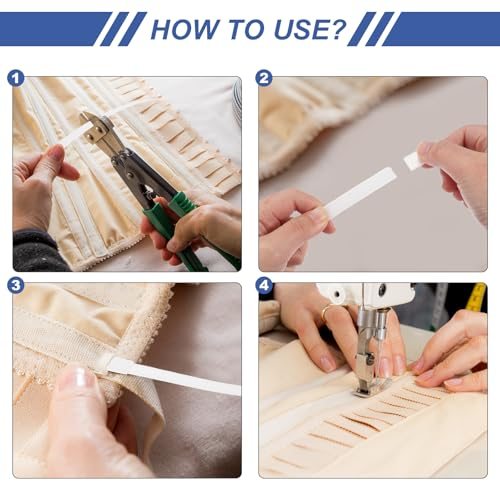 Boning for Sewing, 10 Yard 12mm Wide with 40 Pcs End Caps White view 5