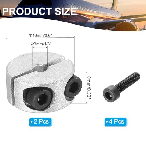 Bore 3mm Double Split Shaft Collar 16mm OD 19mm Thickness view 2