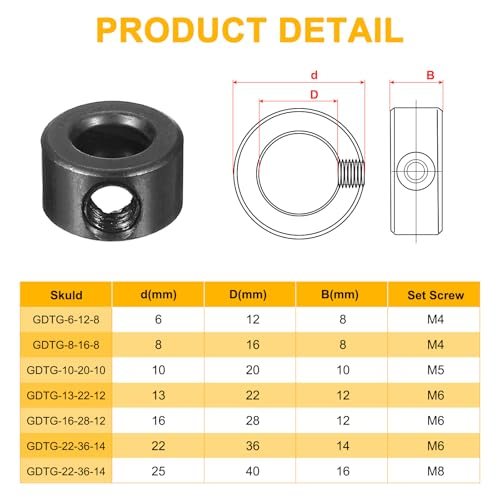 Bore 6 mm Shaft Collar 12 mm OD 8 mm Thickness view 5