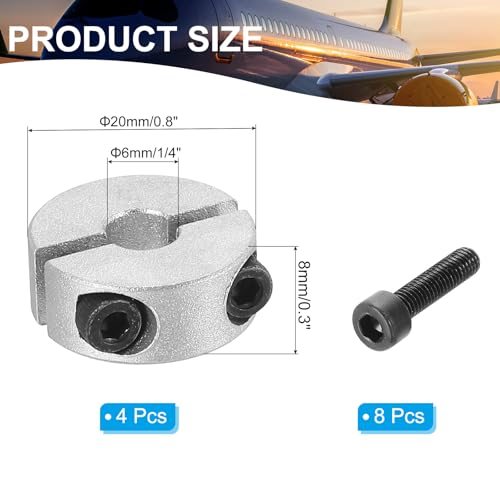 Bore 6mm Double Split Shaft Collar 20mm OD 8mm Thickness view 2