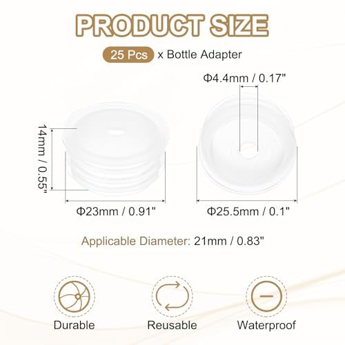 Bottle Adapter 0.83"/21mm Press in Plugs Clear 25Pcs view 2