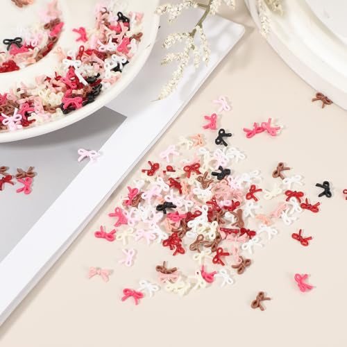 Bow Nail Charms 0.3" Cute Resin Mini Bows 3D Nail Rose Red view 4