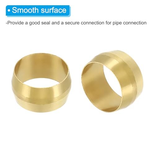 Brass 1/2 Inch OD Tube Compression Sleeves Ferrules, 25 Pack Brass view 4