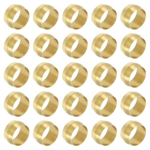 Brass 1/2 Inch OD Tube Compression Sleeves Ferrules, 25 Pack Brass — PATIKIL