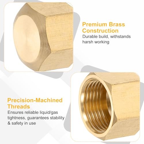 Brass Compression Cap Stop Valve Cap Brass Tone 3/8" 6Pcs view 3