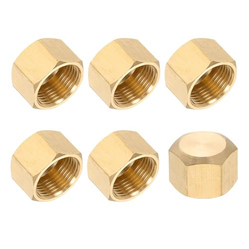 Brass Compression Cap Stop Valve Cap Brass Tone 3/8" 6Pcs — PATIKIL
