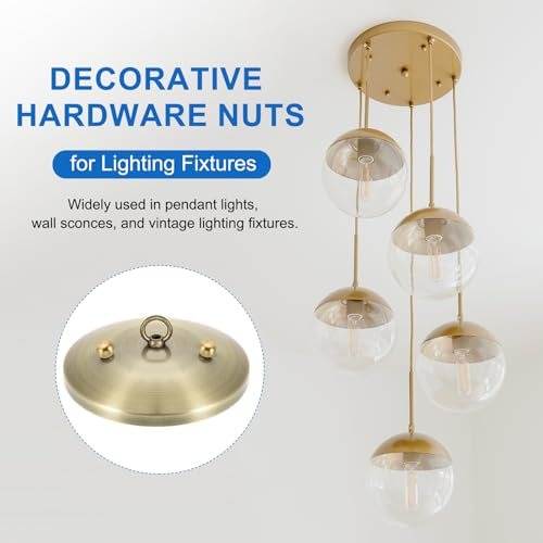 Brass Gold Light Fixture Screws Nut Lamp Decorative Screw Caps Cover view 5