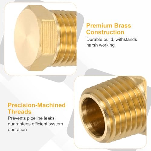 Brass Pipe Fittings 1/4" NPT Male Plug Outer Hex Thread Socket view 3
