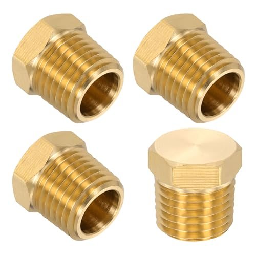 Brass Pipe Fittings 1/4" NPT Male Plug Outer Hex Thread Socket — PATIKIL