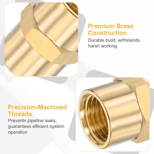 Brass Pipe Fittings Coupler 1/4"x1/4" NPT Female Thread Brass, Hex Nipple view 3