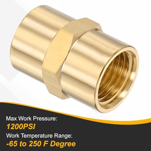 Brass Pipe Fittings Coupler 1/4"x1/4" NPT Female Thread Brass, Hex Nipple view 4