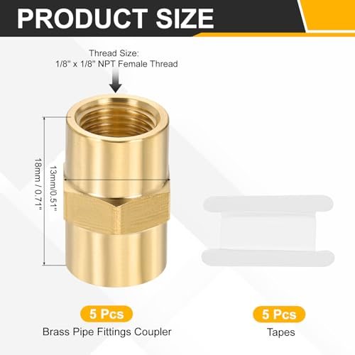 Brass Pipe Fittings Coupler 1/8"x1/8" NPT Female Thread Brass view 2