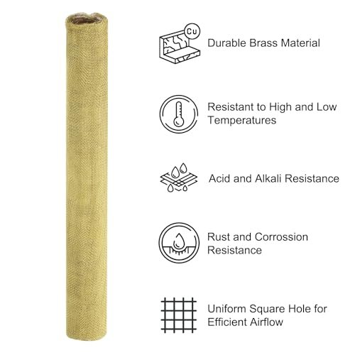 Brass Woven Wire Mesh Screen Roll 39x12, Yellow view 3