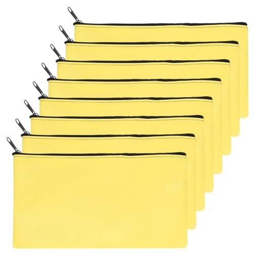 Bright Yellow 11" x 6" Zippered Bank Deposit Bags, Oxford Fabric, Water — PATIKIL