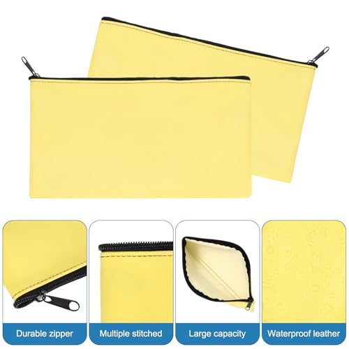 Bright Yellow 11" x 6" Zippered Bank Deposit Bags, Oxford Fabric, Water view 5