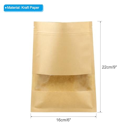 Brown Kraft Pouches, 10 Pack 9x6 Inch Resealable Coffee Bags Plant Saving view 2