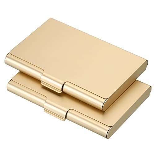 Business Card Holder, 2 Pack Aluminum Metal Card Case Professional Pocket — PATIKIL