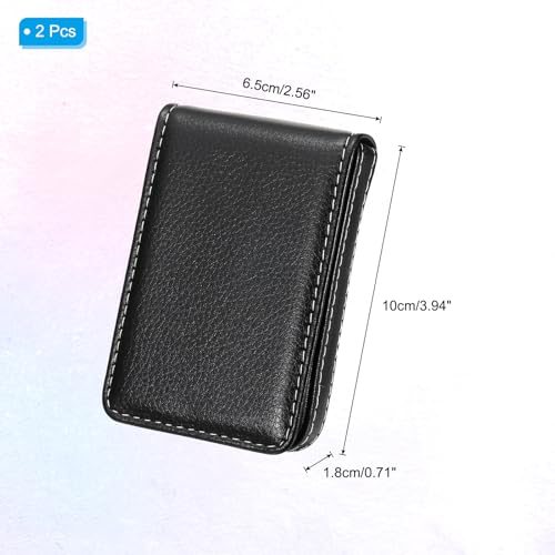 Business Card Holders, 2 Pcs PU Leather, Black view 2