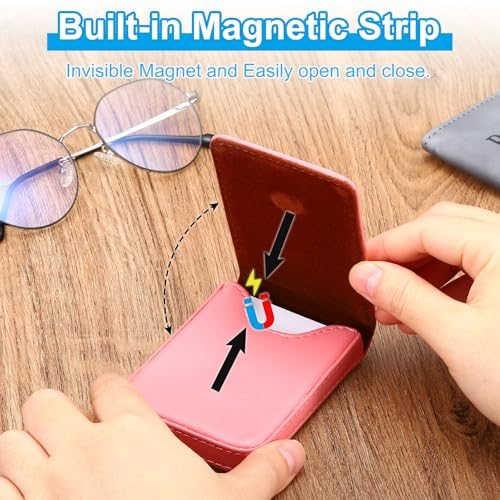 Business Card Holders, 2 Pcs PU Leather, Black view 4