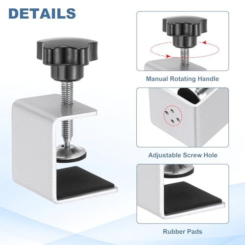 C Clamps 2Pcs Heavy Duty Metal Black Desk Clamp Adjustable, Mounting view 3