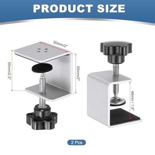 C Clamps 2Pcs Heavy Duty Metal Black Desk Clamp Adjustable, Mounting view 2