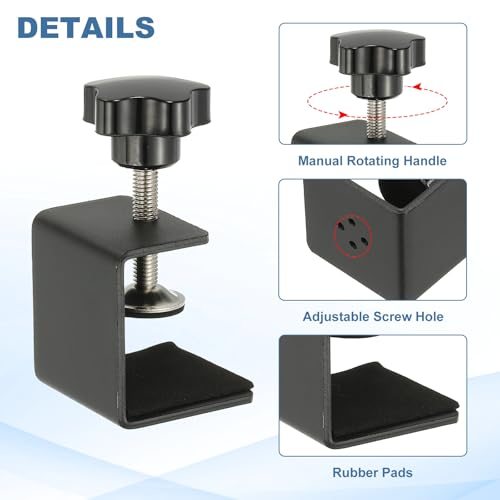 C Clamps, 4 Pcs Heavy Duty Metal Black Desk Clamp Adjustable Mounting view 3