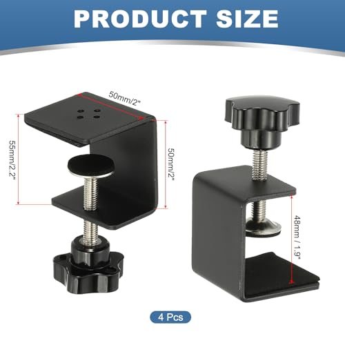 C Clamps, 4 Pcs Heavy Duty Metal Black Desk Clamp Adjustable Mounting view 2