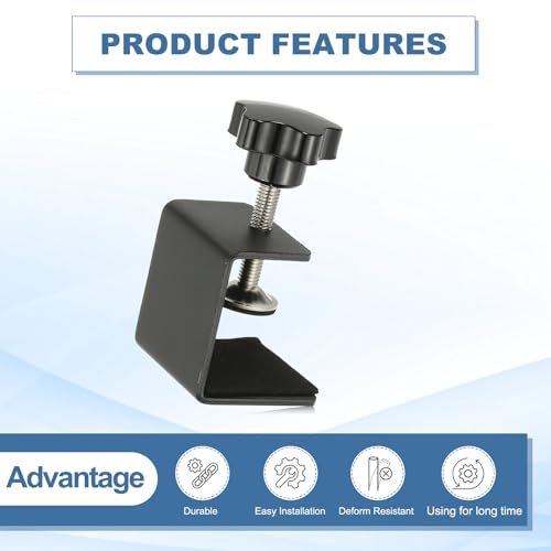 C Clamps, 4 Pcs Heavy Duty Metal Black Desk Clamp Adjustable Mounting view 4